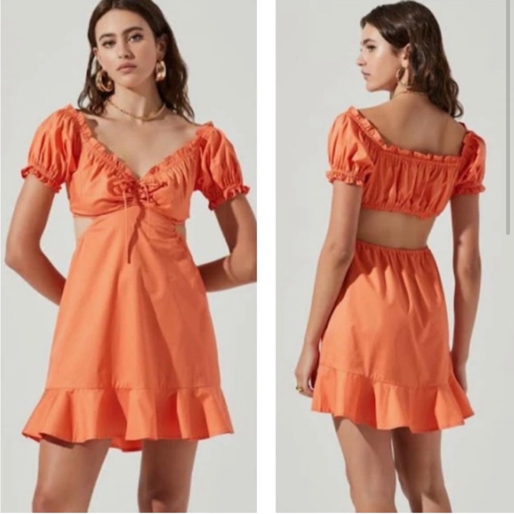 ASTR Verana Cutout Puff Sleeve Ruffle Mini Dress